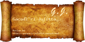 Gacsári Julitta névjegykártya